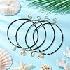 4Pcs 4 Styles Electroplated Natural Shell Pendant Necklaces NJEW-JN05221-1