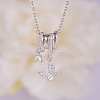 Brass Pave Clear Cubic Zirconia Butterfly Pendant Necklaces for Women FS-WGAADF6-06-1
