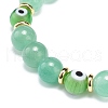Natural Green Aventurine & Lampwork Evil Eye Round Beaded Stretch Bracelet BJEW-JB08713-07-5