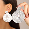 Flat Round Alloy Rhinestone Stud Earrings WG16A82-01-1