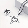 Witches Knot 304 Stainless Steel Pendant Necklaces & Hoop Earrings & Rings Sets FS-WGFB126-01-2