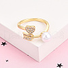 Brass Micro Pave Clear Cubic Zirconia Cuff Rings for Women KK-T074-02G-1