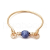 2Pcs Eco-Friendly Copper Wire & Natural Agate & Sodalite Finger Rings RJEW-JR00885-4