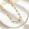 Brass Textured Paperclip Chain Necklaces NJEW-A042-15G-4