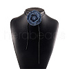 Denim Rose Flower Lace-up Choker Necklaces for Women FS-WG56290-01-5