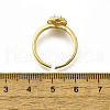 Flower Brass Micro Pave Clear Cubic Zirconia Cuff Rings for Women RJEW-S399-10G-5