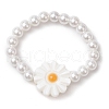 Round Shell Pearl Beaded Stretch Rings RJEW-JR00762-1