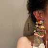 Flower Alloy Glass Seed Beaded Dangle Stud Earrings FS-WGF7797-01-4
