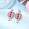 304 Stainless Steel Faceted Bicone Glass Beads Dangle Stud Earrings EJEW-WZ00437-03-1