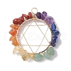 Chakra Gemstone Chips Copper Wire Wrapped Pendants PALLOY-JF02554-01-1