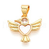 Brass Micro Pave Clear Cubic Zirconia Pendants KK-N268-12G-1