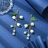 Glass Flower Dangle Earrings EJEW-JE05378-3