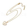 Brass Micro Pave Cubic Zirconia Plastic Imitation Shell Pendant Neckalces NJEW-C076-10G-4