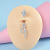 304 Stainless Steel Micro Pave Cubic Zirconia Belly Rings WG5C1DA-16-1