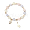 Natural White Jade Imitation Morganite Beads Round Beaded Bracelets BJEW-JB11933-02-2