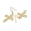 304 Stainless Steel Hollow Out Cross with Flower Dangle Earrings for Women EJEW-P222-02G-2