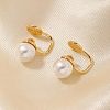 Simple and Elegant Vintage Brass Imitation Pearl Round Clip-on Earrings UF6874-1