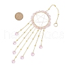 Wire Wrapped Natural Rose Quartz Chips Ring Hanging Ornaments HJEW-JM02371-02-3
