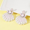 Shell Shape Glass Seed Beads Dangle Stud Earrings EJEW-S273-02-3
