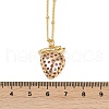 Brass Micro Pave Camellia Cubic Zirconia Fruit Pendant Necklaces for Women NJEW-U042-02A-G-3