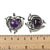 Natural Amethyst Heart Pendants G-M434-02P-24-3