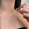 Round Ring 925 Sterling Silver Pave Cubic Zirconia Pendant Necklaces for Women NJEW-F338-05P-7