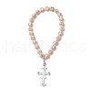 Cross Alloy Enamel with Rhinestone Pendants Decoration HJEW-JM02998-2
