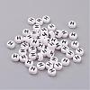 Flat Round with Letter H Acrylic Beads X-PL37C9070-H-1