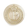 Golden Tone Crown Initial Wax Seal Brass Stamp Heads AJEW-A065-01P-1