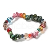 3Pcs Bohemia Style Natural Turquoise & Glass Beaded Stretch Bracelets for Women BJEW-S178-03-4