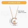 Chinese Zodiac Necklace Rabbit Necklace 925 Sterling Silver Rose Gold Bunny on the Moon Pendant Charm Necklace Zircon Moon and Star Necklace Cute Animal Jewelry Gifts for Women JN1090D-2