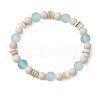 Bohemia Style Natural Fossil & Freshwater Shell & Glass Beads Stretch Bracelets for Women BJEW-JB11863-2