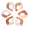 Transparent Resin & Walnut Wood Pendants RESI-CJ0001-47-2