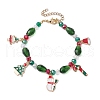 Christmas Tree & Snowman & Bell Alloy Enamel Charm Bracelets BJEW-TA00506-1