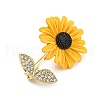 Spray Printed Alloy Rhinestone Brooches JEWB-P023-04G-2