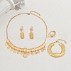 Luxurious Middle Eastern Style Brass Bracelets & Earrings & Necklaces & Rings Sets for Women's Parties LF7788-4