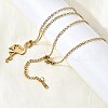 304 Stainless Steel Flamingo Shaped Pendant Cable Chain Necklaces for Women Men NJEW-Q032-02A-G-3