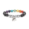 Chakra Theme Gemstone & Synthetic Hematite Beaded Stretch Bracelets for Women BJEW-JB09278-4