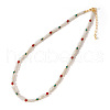 Bohemian Style Malachite & Natural Carnelian & Shell Pearl Beaded Necklaces Jewelry Unique GJ6479-1
