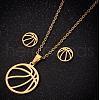 201 Stainless Steel Pendant Necklaces & Stud Earrings Sets FS-WGB00D6-09-1