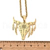 Punk Style 304 Stainless Steel Laser Cut Cattle Head Pendant Box Chain Necklaces for Women Men NJEW-E156-04G-5