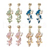 Mermaid 304 Stainless Steel Glass Seed Beads Dangle Stud Earrings EJEW-MZ00460-2