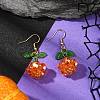 Halloween Theme Pumpkin Handmade Glass Seed Beaded Dangle Earrings EJEW-MZ00480-01-1