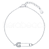 Anti-Tarnish Rhodium Plated 925 Sterling Silver Paperclip Link Bracelets for ZN7381-1