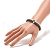 2Pcs 2 Style Natural Lava Rock(Dyed) Round Beaded Stretch Bracelets Set with Heart BJEW-JB07579-3