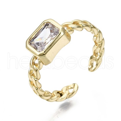 Brass Micro Pave Cubic Zirconia Cuff Rings RJEW-S044-119A-NF-1