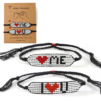 2Pcs Glass Seed Bead Link Bracelets AQ9272-1