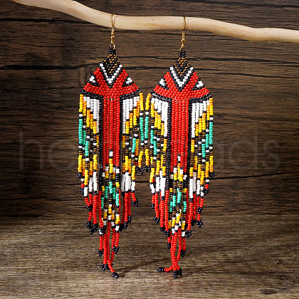 Bohemian Style Handmade Glass Seed Beads Tassel Dangle Earrings ER5285-1