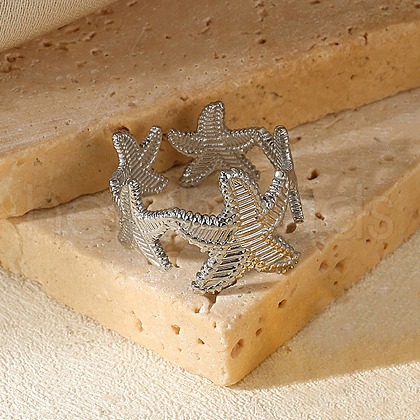 304 Stainless Steel Open Cuff Rings for Women RJEW-U060-01A-P-1