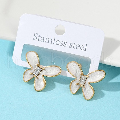 304 Stainless Steel Butterfly Stud Earrings EJEW-S268-01G-B-1
